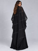 Elegant Sheer Cape Sleeve High Neck Kaftan Maxi Dress