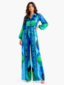 Exquisite Geometric Print Shirt & Wide-Leg Pants Two-Piece Set