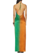 Vibrant Deep V-Neck Backless Maxi Dress