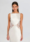Elegant Satin Mermaid Lace Panel Evening Gown
