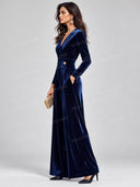 Elegant Velvet Wrap Wide Leg Jumpsuit