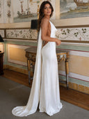 Elegant Green Draped Neckline Maxi Dress