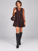 Lace Layered V Neck A Line Mini Dress