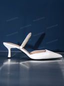 Elegant Pearl-Band Slingback High Heels