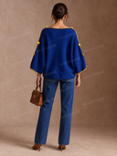 Contrast Stitch Button Detail Oversized Knit Sweater