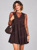 Lace Layered V Neck A Line Mini Dress