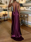 Elegant Green Draped Neckline Maxi Dress
