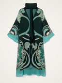 Elegant Geometric Print Chiffon Shawl Midi Dress