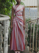 Sequin Diagonal Stripe Cut-Out Waist Maxi Dress