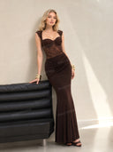 Sexy Sweetheart Lace Waist-Cinched Mermaid Maxi Dress