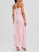 Exquisite Paisley Lace Trim Tie-Front Top Two-Piece Set