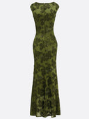 Elegant Sequin Mesh Ruffle Mermaid Maxi Dress
