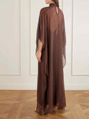 Elegant Rhinestone-Embellished Chiffon Kaftan Maxi Dress