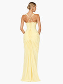 Ruched Spaghetti Strap Slit Maxi Dress