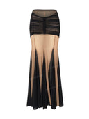 Elegant Sheer Cutout Bodysuit and Maxi Skirt Two Piece Set