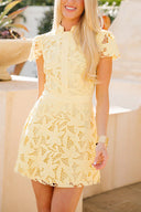 Floral Lace Cutout High Neck Mini Dress