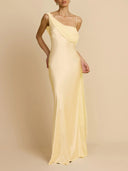 Elegant Satin One-Shoulder Mermaid Maxi Dress