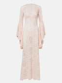 Elegant Lace V Neck Flare Sleeve Maxi Dress