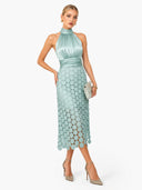 Elegant Circular Embroidery Cutout Midi Dress