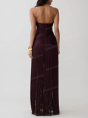Elegant Halter Fringe High Slit Maxi Dress