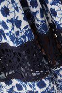 Floral Print Square Neck Peplum Lace Trim Two-Piece Set