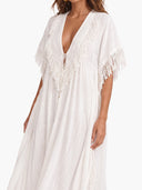 Casual V-Neck Fringe Flowing Maxi Dress