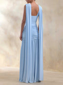 Sexy Off-Shoulder Pleated Maxi Dress