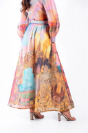 Elegan Print Chiffon Maxi Skirt Two-Piece Set