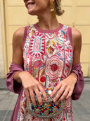 Retro Tile Print Sleeveless Maxi Dress Two Piece Set