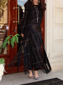 Elegant Long Sleeve Top & Fringe Pants Two-Piece Set