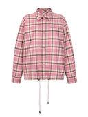 Classic Plaid Loose Shirt & Feather-Trim Skirt Two-Piece Set