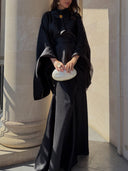 Elegant Shimmer Satin Batwing Sleeve Top & Maxi Skirt Two-Piece Set
