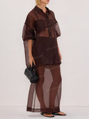 Sheer Organza Shirt & Skirt Two-Piece Set
