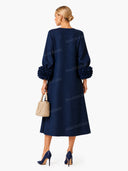 Elegant Floral Cuff Button-Front Midi Dress