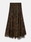 Retro Floral Print Sheer Cropped Shrug & Maxi Skirt Three Piece Set