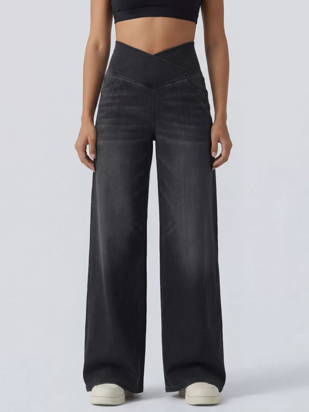 High-Waisted Stretch Denim Pants