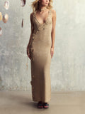 Elegant Shimmering  Knit Maxi Dress