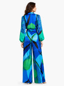 Exquisite Geometric Print Shirt & Wide-Leg Pants Two-Piece Set