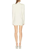 Ruched High Neck Long Sleeve Mini Dress