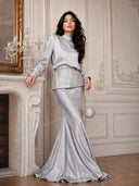 Elegant Satin Mock Neck Top & Mermaid Maxi Skirt Two-Piece Set