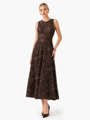 Elegant 3D Floral Lace Sleeveless Midi Dress