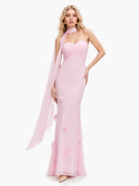 Flower Design Shawl Maxi Dress