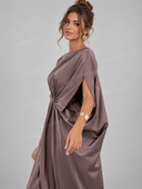 Elegant Draped Batwing Sleeve Kaftan Maxi Dress