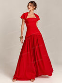 Elegant Square Neck Peplum Maxi Dress