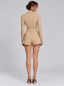 Tailored Cropped Blazer & Wide Leg Pants Two Piece Set