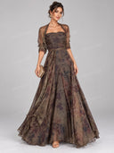 Retro Floral Print Sheer Cropped Shrug & Maxi Skirt Three Piece Set