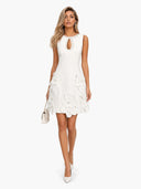 Elegant Floral Sleeveless Keyhole Mini Dress