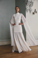 Elegant High Neck Chiffon Cape Maxi Dress