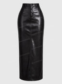Mock Neck Bodysuit and Faux Leather Maxi Skirt Two Piece Set