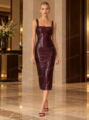 Shiny Sling Midi Dress